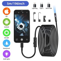 Dual Lens HD Snake Endoscope 16.4FT IP67 Waterproof Car Pipe Inspection Camera