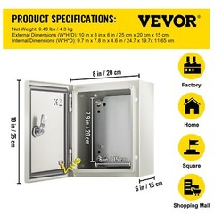 10″ x 8″ x 6” NEMA 4X Steel Electrical Box IP66 Waterproof & Dustproof
