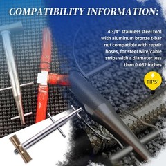 4 3/4″ Stainless Steel Tool w/T-Bar Nut For Repair Hoses,Steel Wire/Cable 0.062″