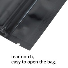 Multi-Size Double-Side Glossy Black Foil Mylar Flat Zip Lock Bag w/ Tear Notches