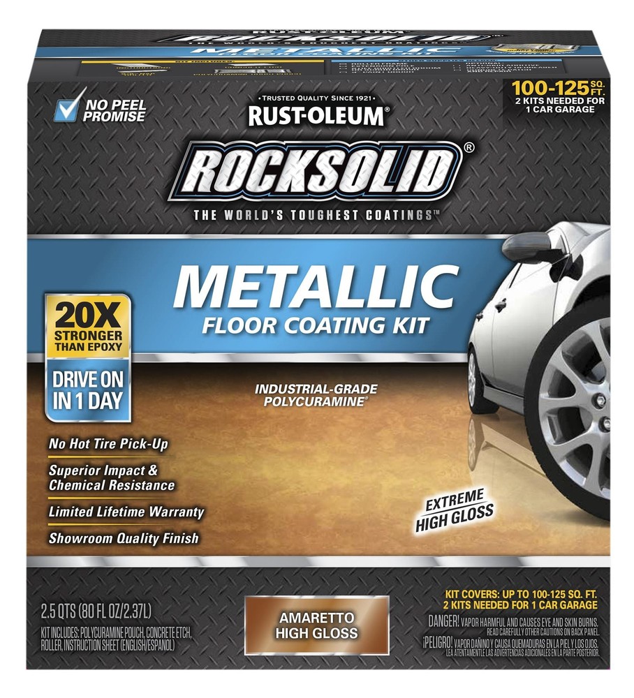 RockSolid Metallic Floor Coating Kit, Amaretto, High Gloss, 80 Oz – 299741