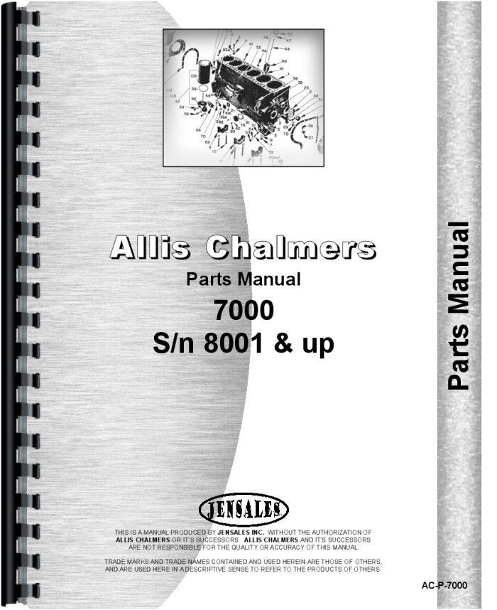 Allis Chalmers 7000 Tractor Parts Manual Catalog SN 8001 up