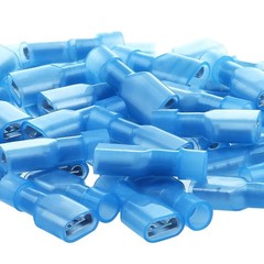 High Quality 100 Pcs Blue Nylon Spade Terminals 16-14 AWG, Corrosion-Resistant