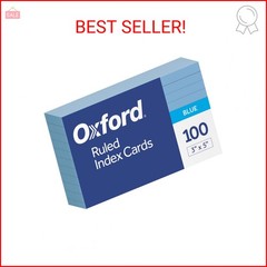 Oxford Ruled Color Index Cards, 3″ x 5″, Blue, 100 Per Pack (7321 BLU)
