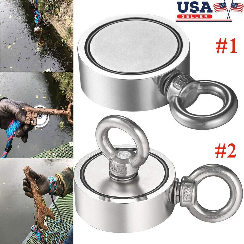 500/800LBS Strong Neodymium Fishing Magnet with Counter Heavy Duty Rare Earth US