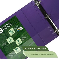 Eco-Friendly 3-Inch Plant-Based Round Ring Binder in Durable Purple—Customizable