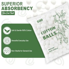 Medium Size Cotton Balls – Soft, Absorbent, Non-Sterile 100% Pure Cotton for …