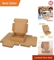 15 Pack 12x10x4 Inch Brown Shipping Boxes – Elegant Mailer for Small Businesses