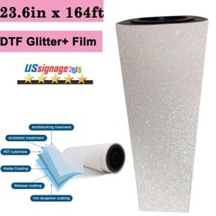US 23.6in x 164ft DTF Glitter+ Film Roll Cold Peel Film DTF Transfer FIlm
