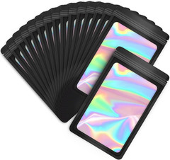 100-Pack 3×4 Inch Mylar Bags with Clear Window Holographic Resealable Sealable P