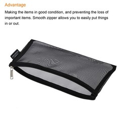 5pcs Mesh Cosmetic Bags, B6 Nylon Zipper Bag Travel Toiletry Pouch Black