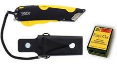 Easy Cut 2000N YELLOW Safety Box Cutter Knife Easycut & 81 Count Box of Blades