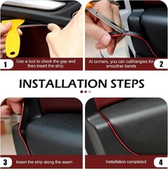 33ft Self-Adhesive Automotive Interior Trim Strips for Door and Das Color: Red