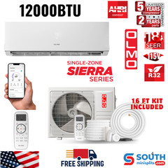 OLMO Sierra 12,000 BTU 115V 1 Ton Mini Split AC & Heat Pump 18 SEER 16ft Kit