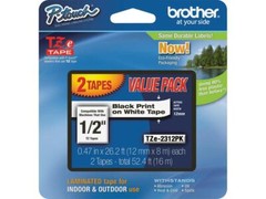 Brother TZE2312PK Black Print on Premium White Laminated Tape for P-touch Label