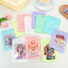 Resealable Packaging Bags Macaron Color Self Seal Bags Hang Hole Storage Pouches