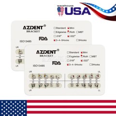 22X AZDENT Dental Orthodontic Braces Brackets Metal Mini Roth 022 Hooks 345 FDA