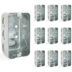 (10 Pack) 4 x 2 Inch Single-Gang Metal Handy Electrical Box, 1-7/8″ Depth,…