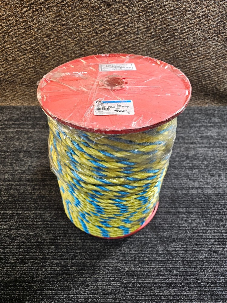Ideal 1/2″ Diameter X 600 Ft Long Pro-Pull Polypropylene Rope Blue/Yellow 31-850