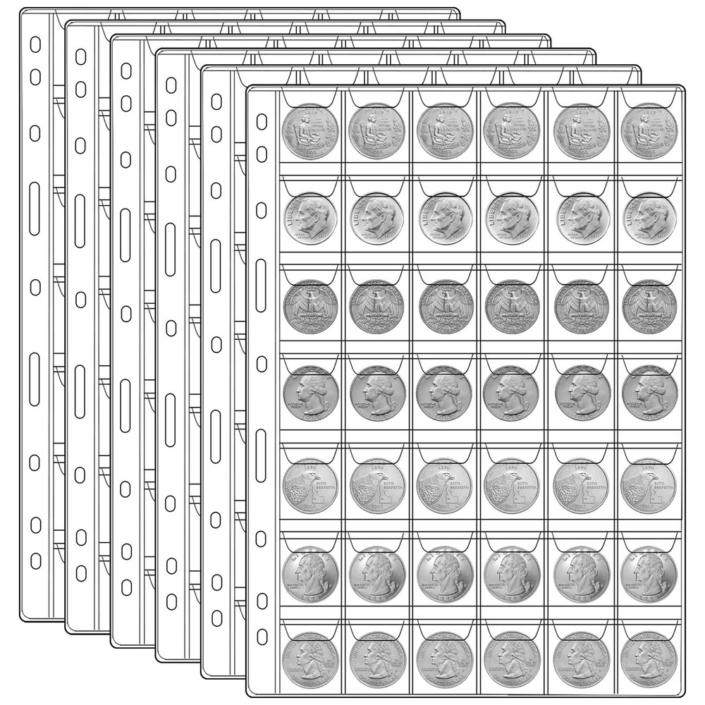 1050 Pockets Coin Sleeves, 25 Sheets Holders for Collectors Plastic…