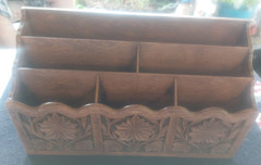 1970s Retro Desk Organizer 3 Tier 6 Slot Holder Faux Wood Lerner