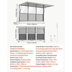 Uimoso 74×40 in Aluminum Alloy Service Window for Food Truck Concessions