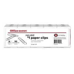 Office Depot Brand Paper Clips, No. 1 Regular, Silver, Nonskid True, Silver