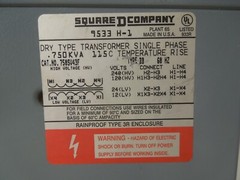 Square D Transformer 750SV43F .750kVA Type BB – Pre-Owned