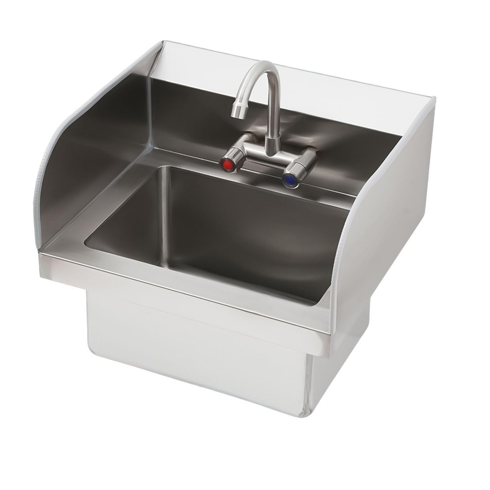 17″x 15″ Commercial Hand Wash Sink Wall Mount Basin Stainless Steel&Faucet&Drain