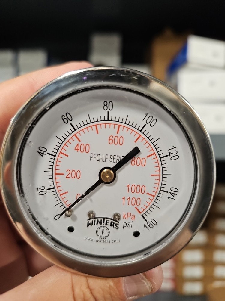 WinTers 20JN46 Liquid Filled Pressure Gauge 0 160 PSI 1100 Kpa 1/4″ NPT PFQ
