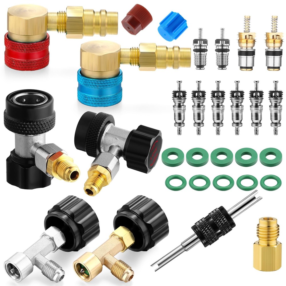 28 Pcs R1234yf to R134a Adapter with Valve R134a Quick Coupler Adapter Can Ta…