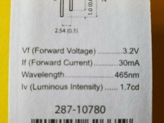 Blue LED Light Bulb InGaN/sapphire 3mm 3.2V 30mA 30° Angle 10 25 50 Count Diode