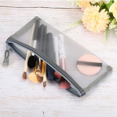 4Pcs Mesh Zipper Bags, B6 Travel Cases Nylon Makeup Pouches, Gray