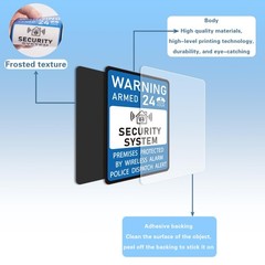 2PCS Security Alarm System Sign for Home, Self-Adhesive Small 24 Hours Warnin…