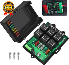 Relay Box Fuse Relay Box 12V Automotive Universal Fuse Panel with 6 Way Relays