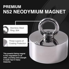 Fishing Magnet 2000lb N52 Neodymium 360 Degree for Treasure Hunting in Lakes