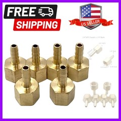 6 Pcs 1/8″ NPT Female x 1/8″ Barb Brass Hose to Pipe Adapter,1/8″ FNPT to Bar…