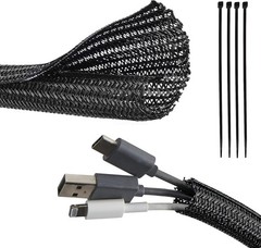 10 Feet Split Braided Cable Sleeve Self Wrap Wire Loom Cord Management Protector