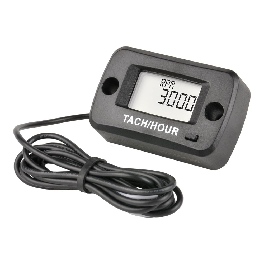 Tach Hour Meter Digital LCD Inductive Tachometer Timing Self-Powered IP68 Retail