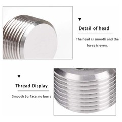 2x 3/4″ NPT Pipe Plug Male Thread Stainless Steel Fitting Countersunk Hex C446