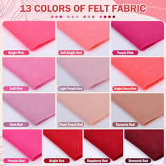 13 Rolls 8″X35″ 1.4Mm Thick Soft Felt Fabric Sheet 13 Assorted Red Series Colors