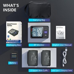 Blood Pressure Machine Upper Arm, 2 Size Cuffs M/L and XL, Medium/Large 9″-17…