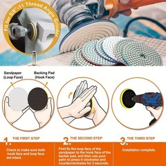 4 Inch 50-6000Grit Diamond Polishing Pads Kit Wet/Dry for Granite Stone Concrete