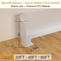 Self-Adhesive Flexible Baseboard Molding Trim – 60 Ft Vinyl Wall Base for