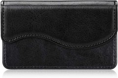 PU Leather Business Card Holder Name Card Bag Wallet Case Organizer -Black