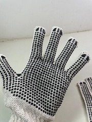 Dotted String Knit Gloves Both Sides Black PVC Dots 10x 12 Pairs 120pr Gloves L