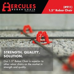 Hercules Plastic 1-1/2″ Rebar Chair – (50 Count) Superior Strength 1.5″, Red