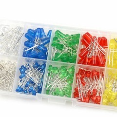 200Pcs 3mm 5mm LED Light White Yellow Red Blue Green Assortment Diodes Kit Box