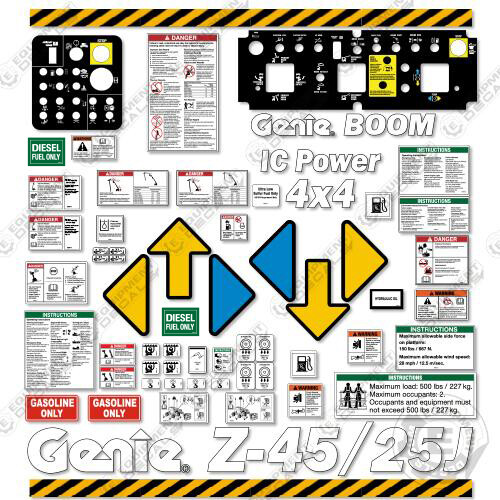 Fits Genie Z-45/25J Decal Kit Boom Lift – 7 Year 3M Vinyl! (2014 VERSION)
