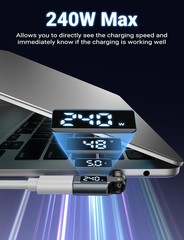 USB C Magnetic Adapter PD 240W(2Pack), 9PIN USB C 90 Degree Adapter with LED …